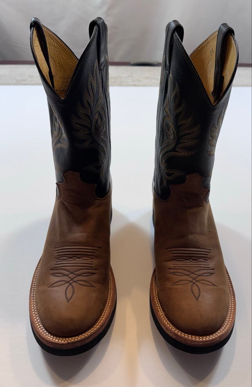 Justin Boots Paluxy Round Toe Cowboy Men’s Black Brown Casual Boots 5008 Sz 10.5